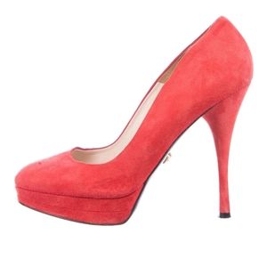 Versace Orange Suede Pumps